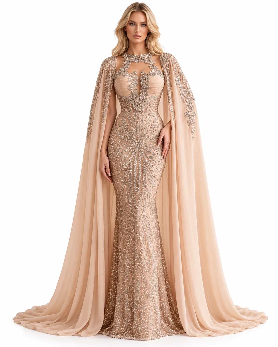CHAMPAGNE CAPE GOWN — Шампањ