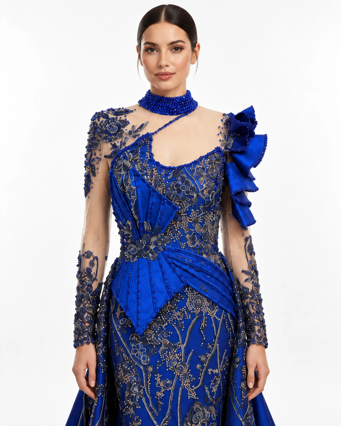 ROYAL BLUE CASCADE GOWN — Кралско сино