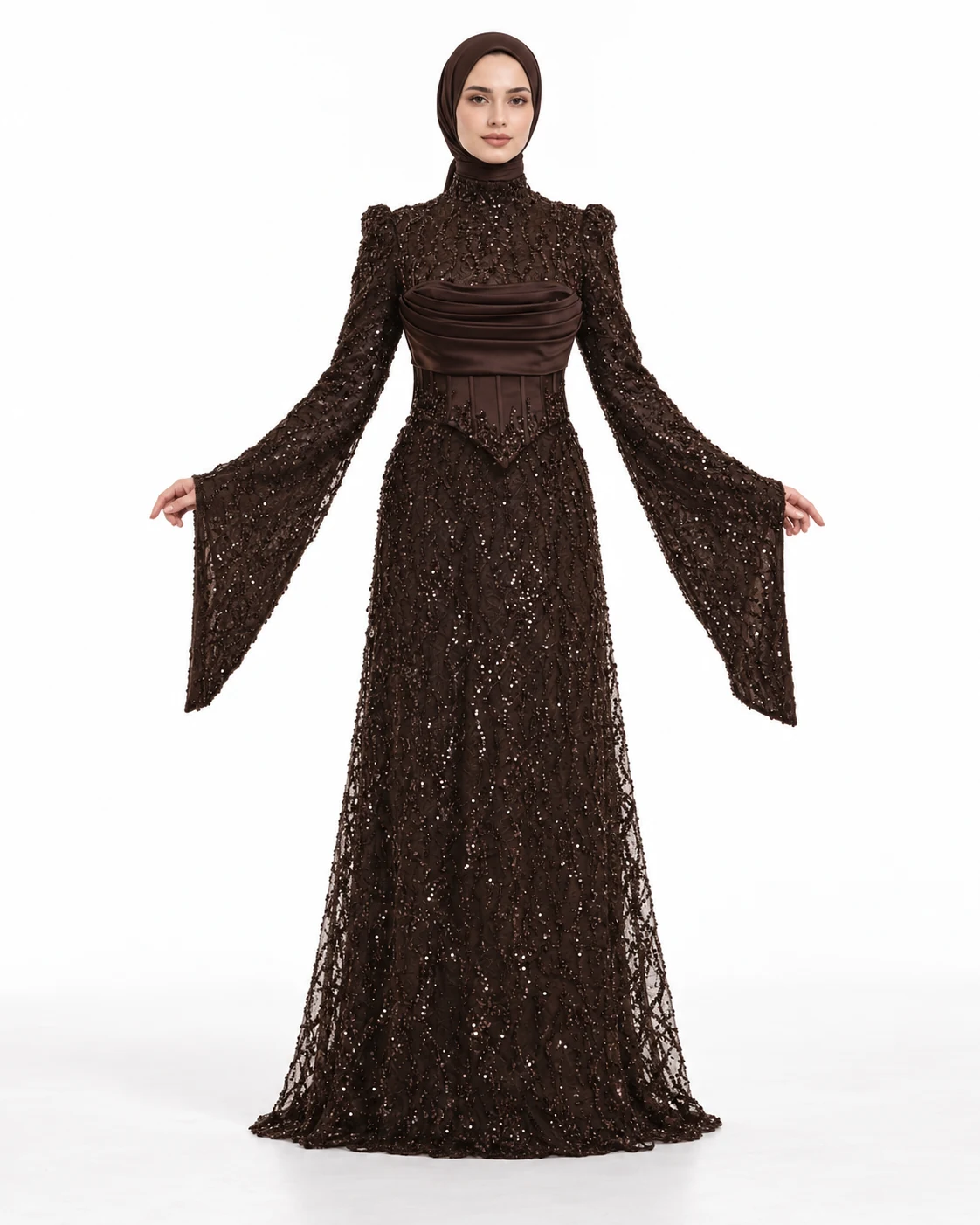 CHOCOLATE BELL GOWN — Chocolate