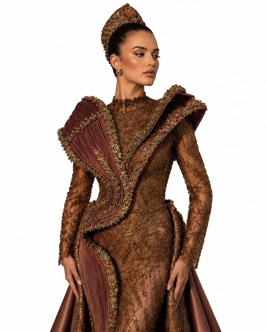 BRONZE LAPEL GOWN — Бронза