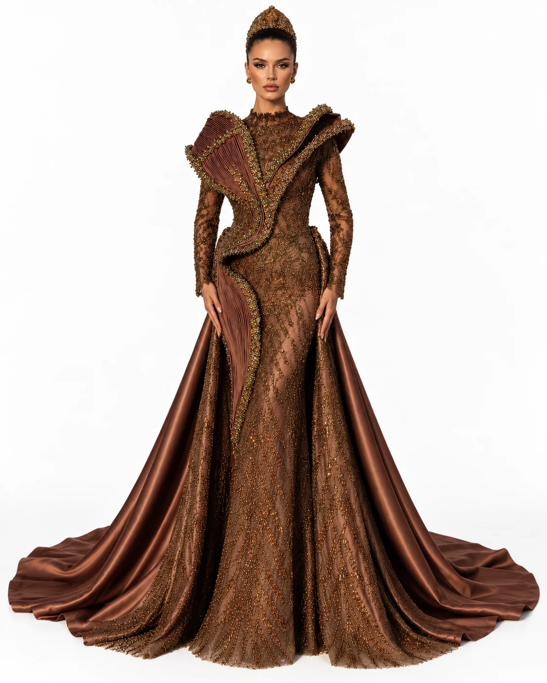 BRONZE LAPEL GOWN — Bronze