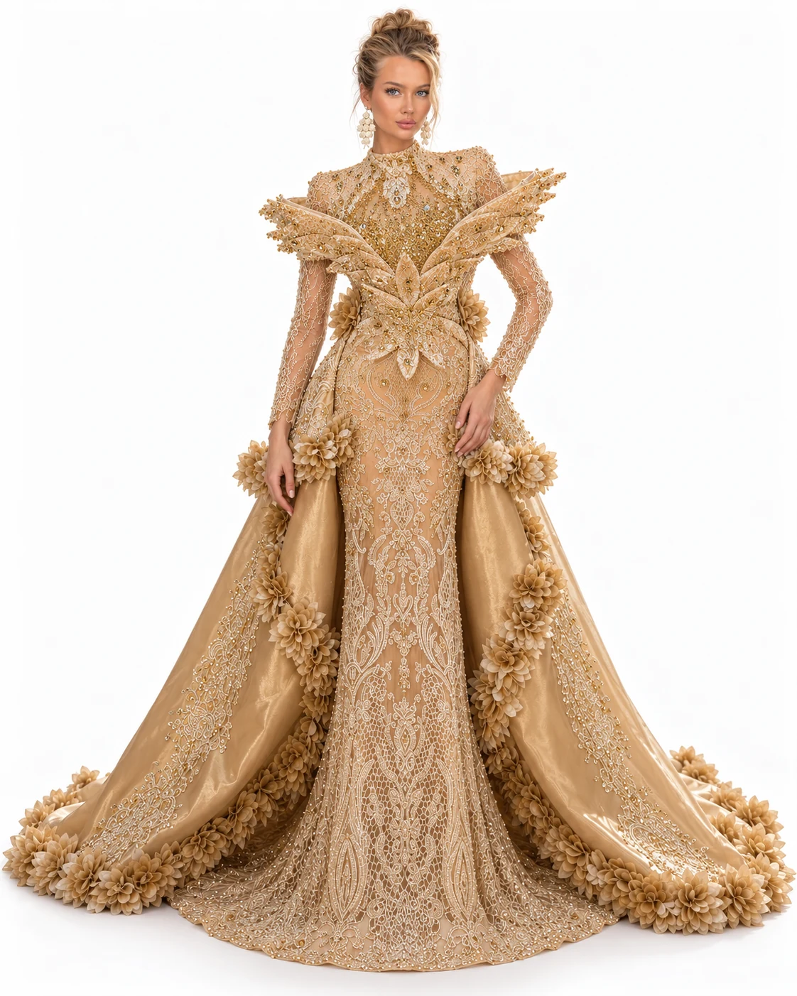 GOLD LEAF BIB GOWN — Altın