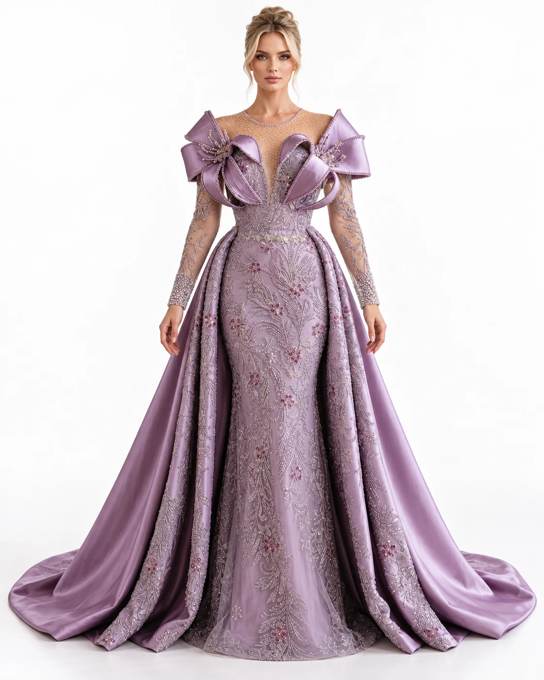 LILAC FOLDED GOWN — Leylak
