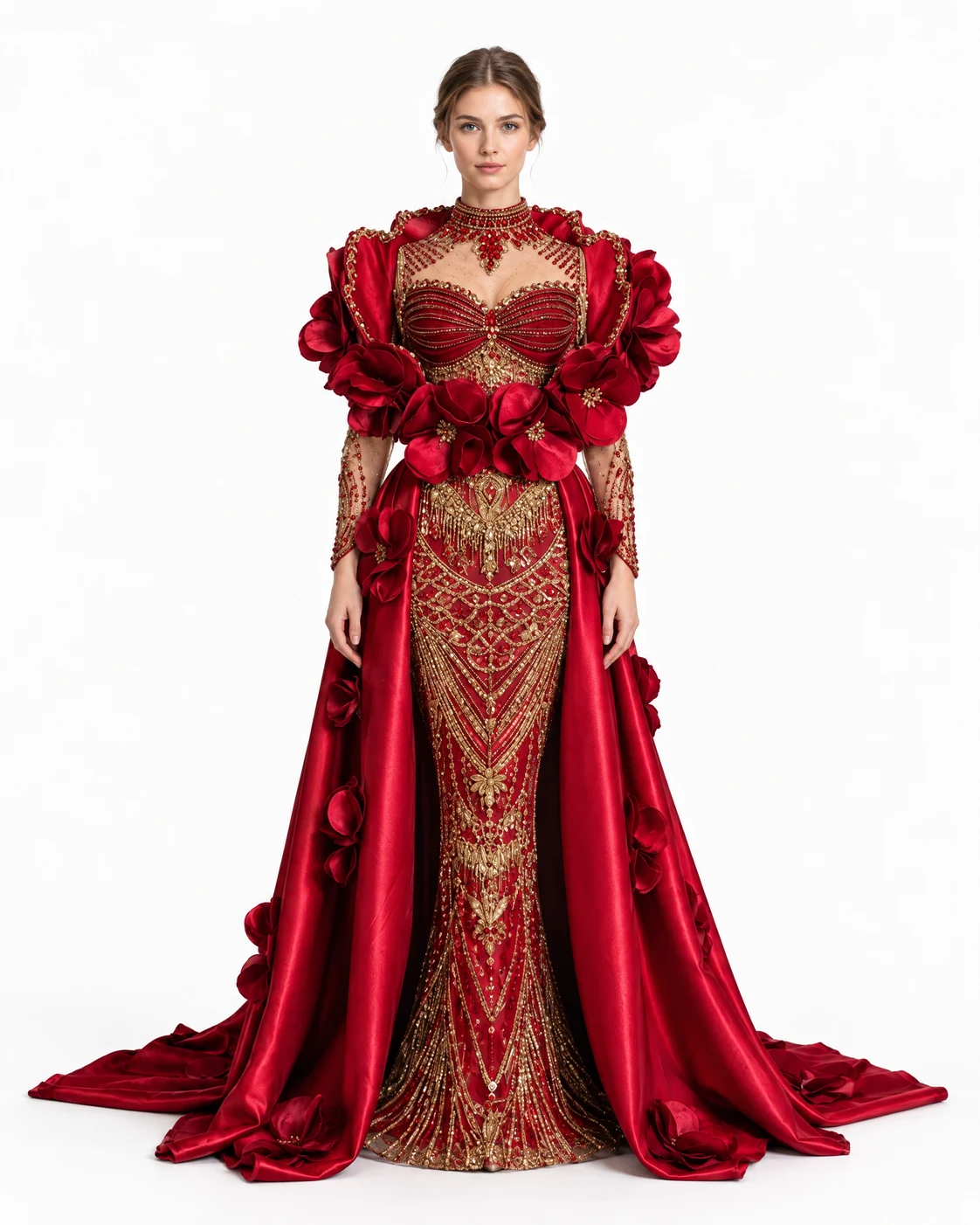 RED AND GOLD CAPE GOWN — Црвена и злато