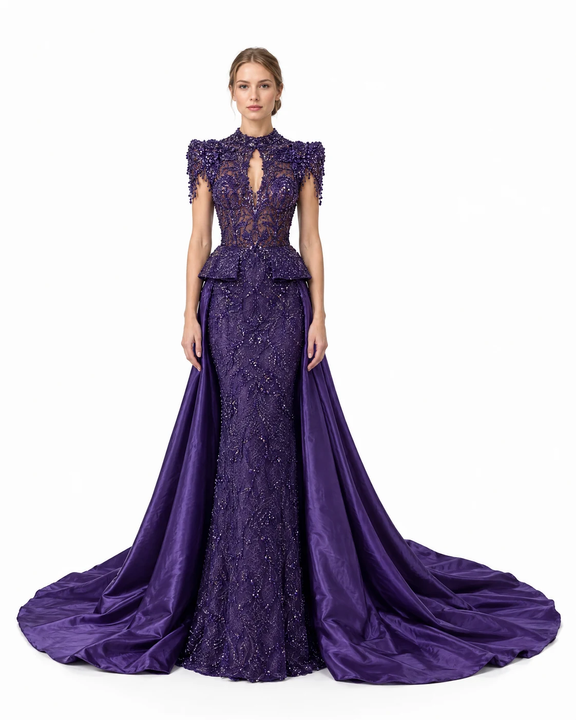 PURPLE SCULPTED GOWN — Purple