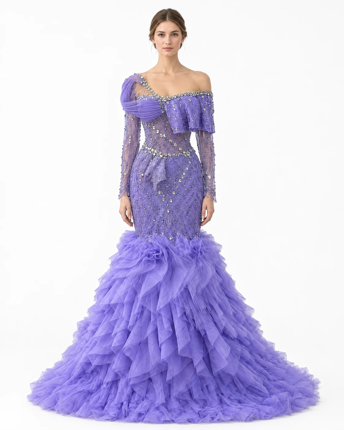 VIOLET TIERED DRESS — Виолетова