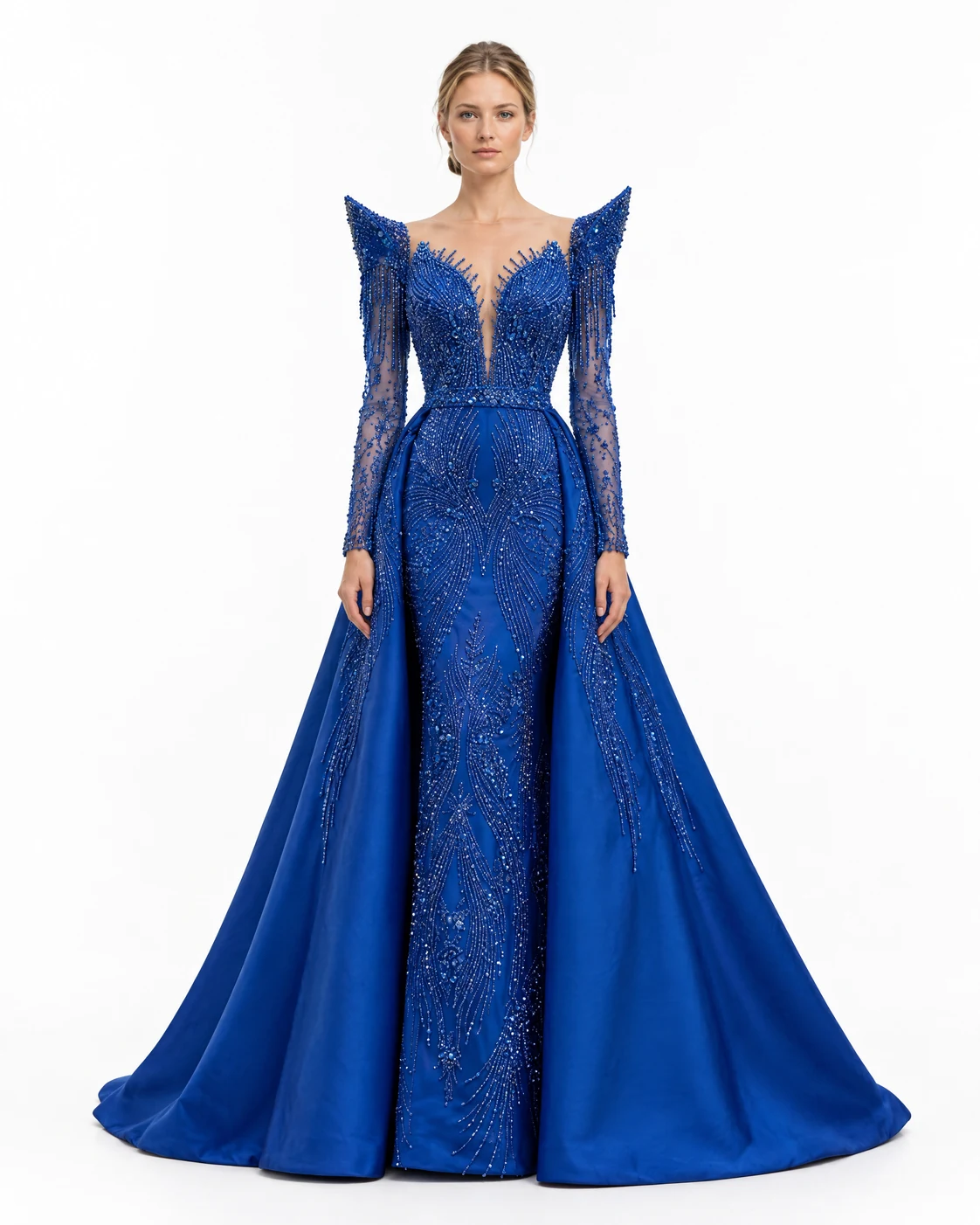 ROYAL BLUE SHOULDER GOWN — Кралско сино