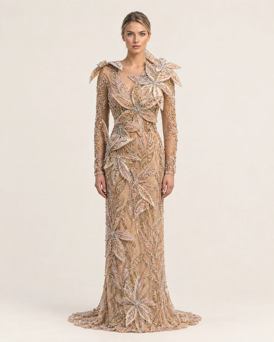 CHAMPAGNE LILY GOWN — Ten rengi şampanya