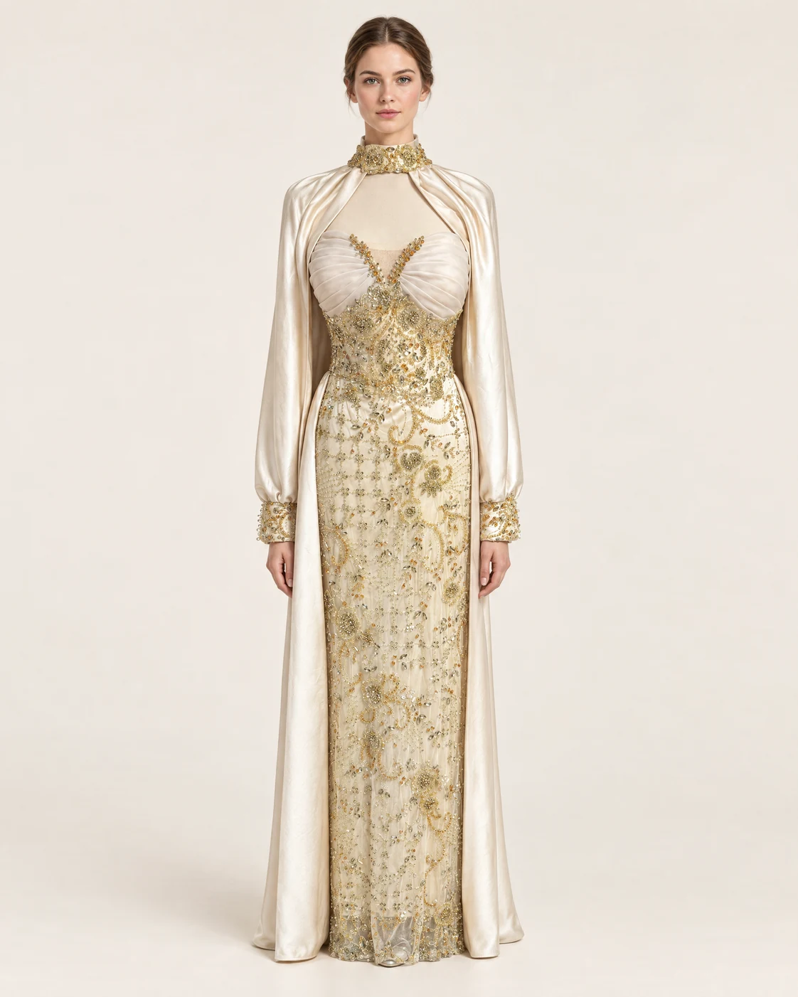CHAMPAGNE COAT GOWN — Шампањ и слонова коска