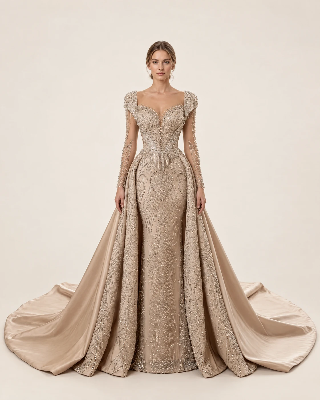 CHAMPAGNE TRAIN GOWN — Шампањ