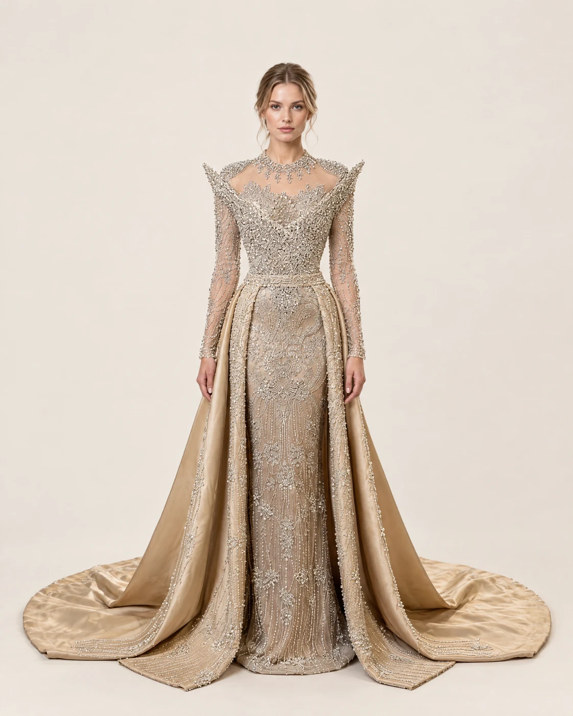 SILVER COLLAR GOWN — Сребрен шампањ и злато