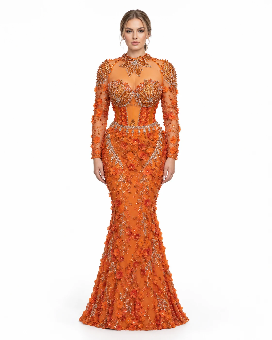 ORANGE CRYSTAL CHAIN GOWN — Портокалова